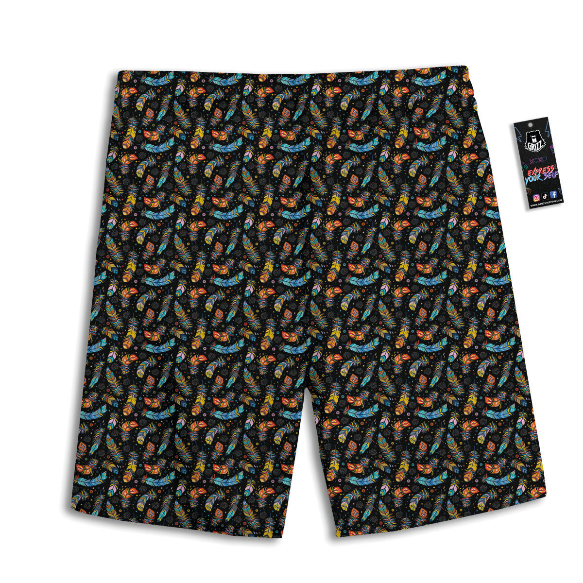 Feather Boho Print Pattern Men's Athletic Shorts