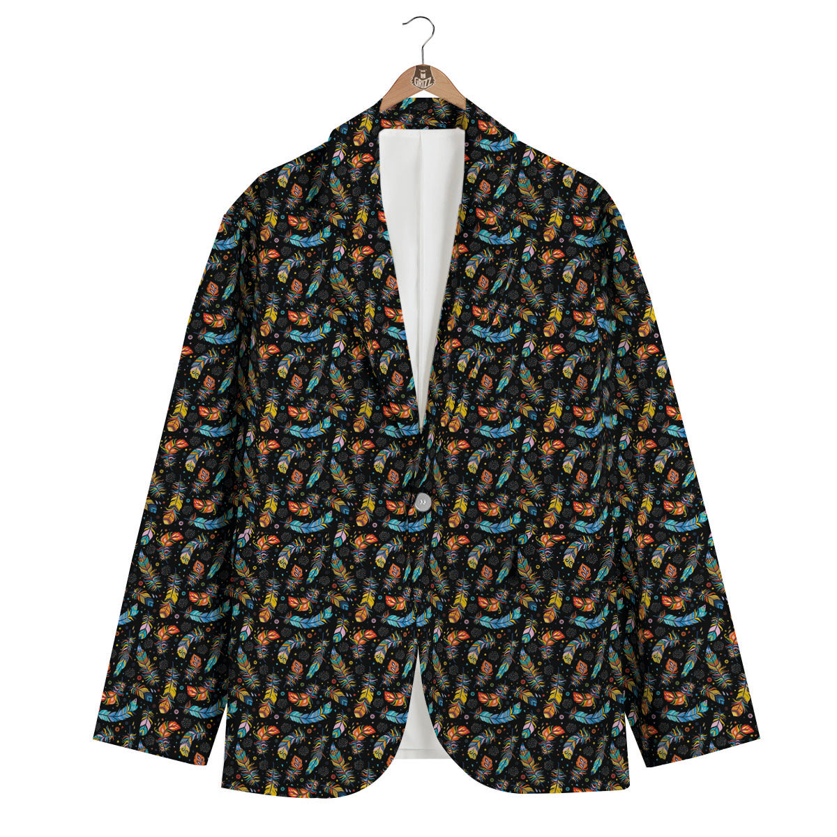 Feather Boho Print Pattern Men's Blazer-grizzshop
