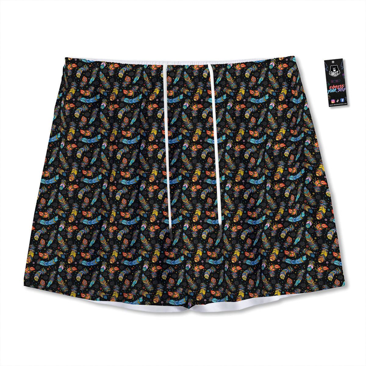 Flower Daffodil Drawing Print Pattern Mesh Shorts