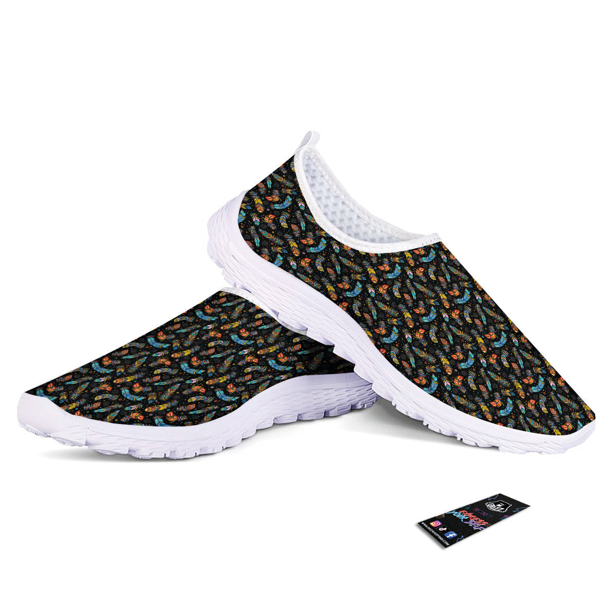 Feather Boho Print Pattern Nurse Shoes-grizzshop