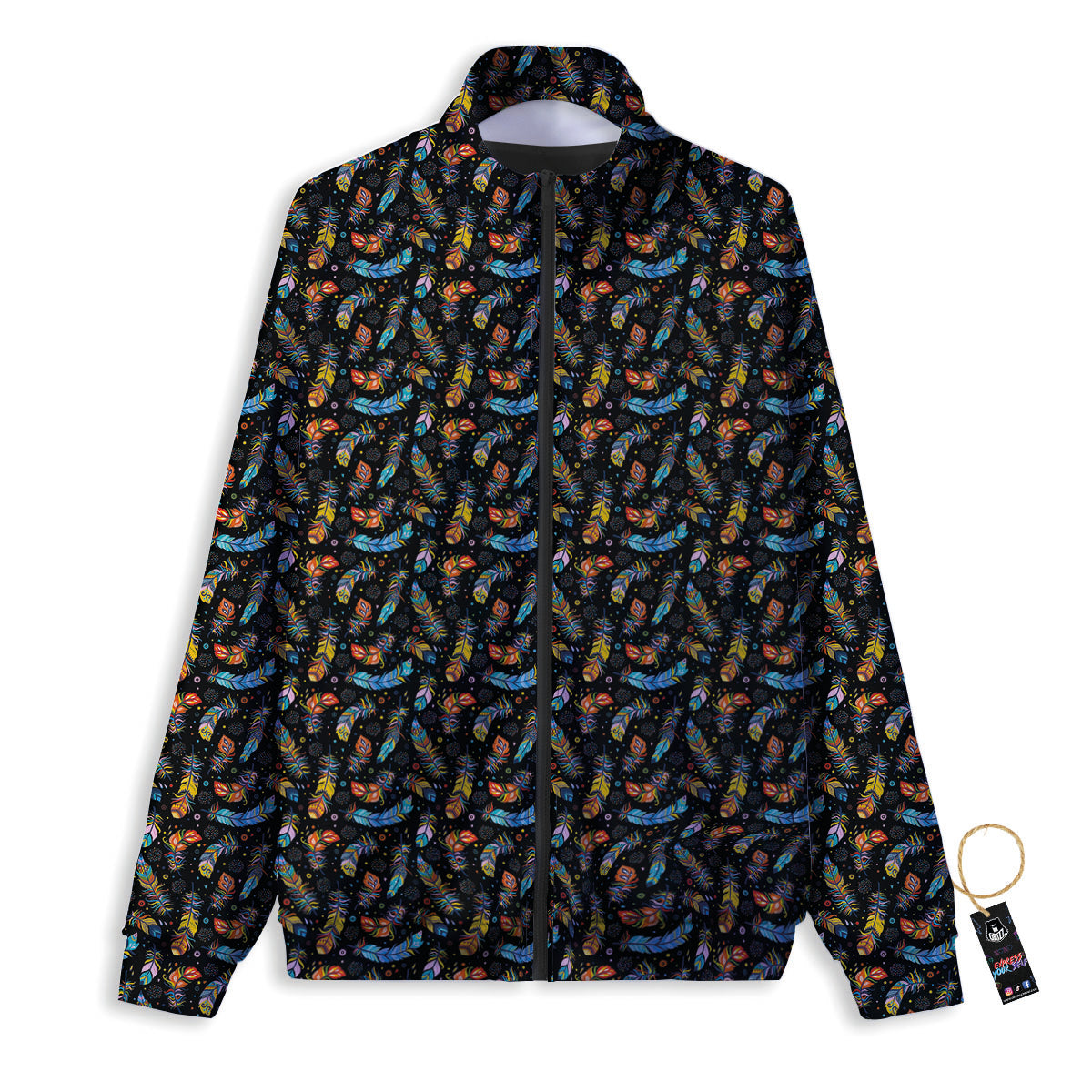 Feather Boho Print Pattern Track Jacket-grizzshop