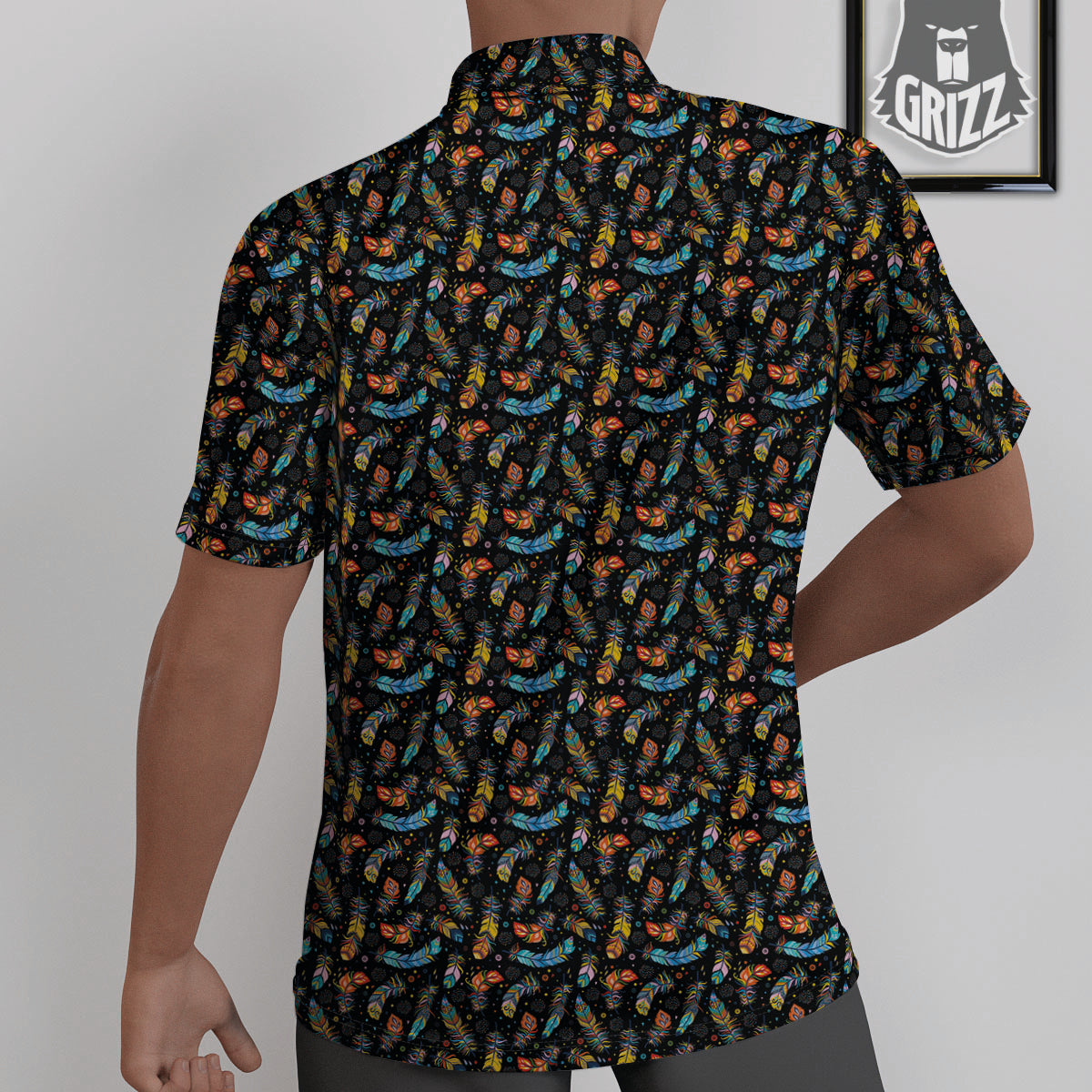 Feather Boho Print Pattern Untucked Shirts-grizzshop
