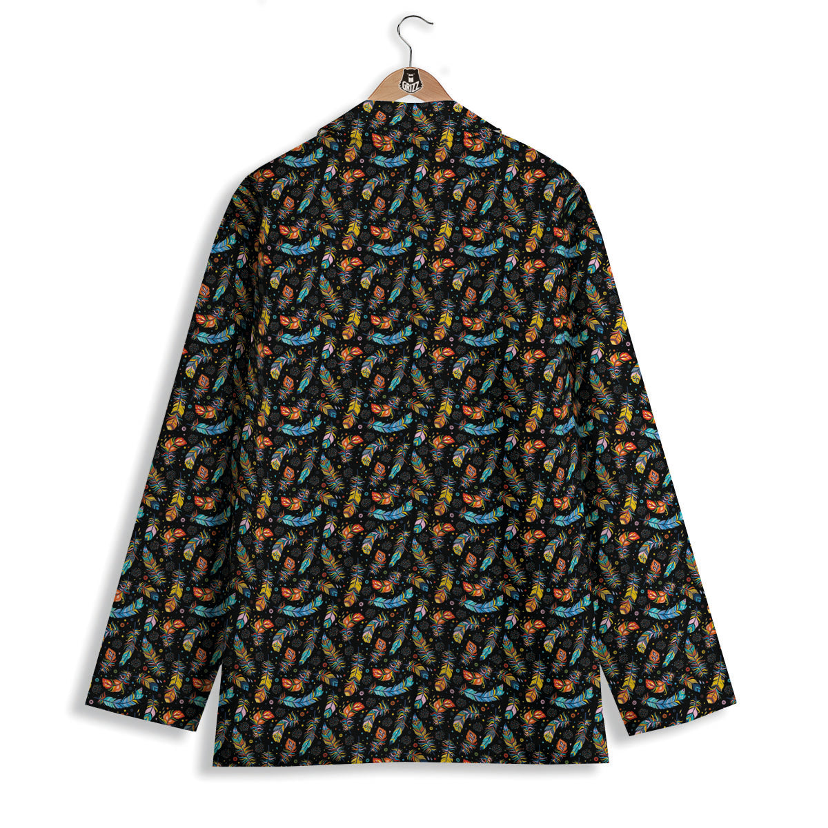 Feather Boho Print Pattern Women's Blazer-grizzshop