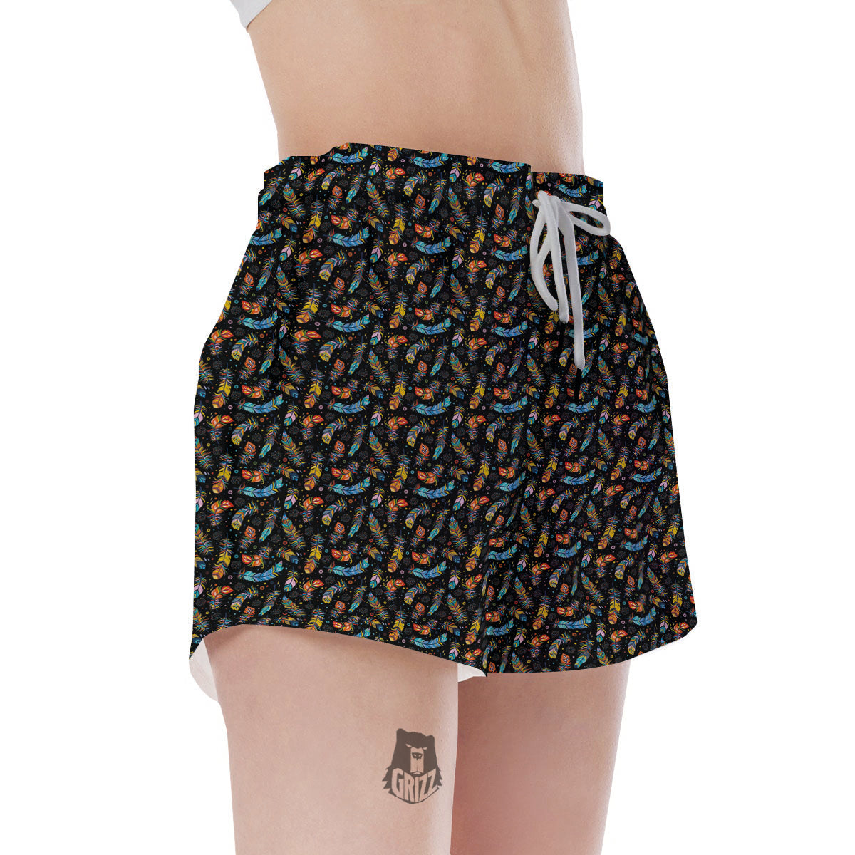 Feather Boho Print Pattern Women's Shorts-grizzshop