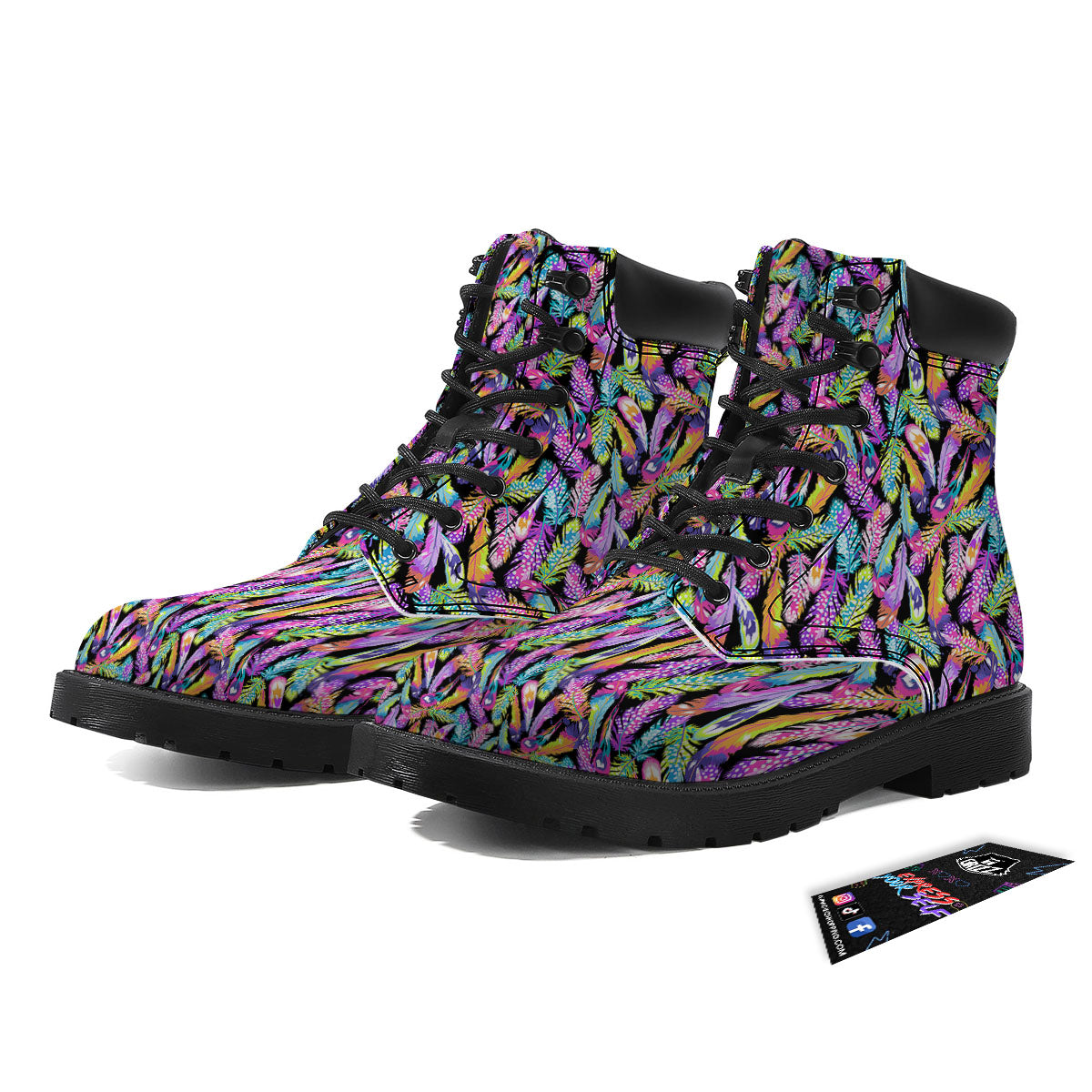 Feather Colorful Print Pattern Boots-grizzshop