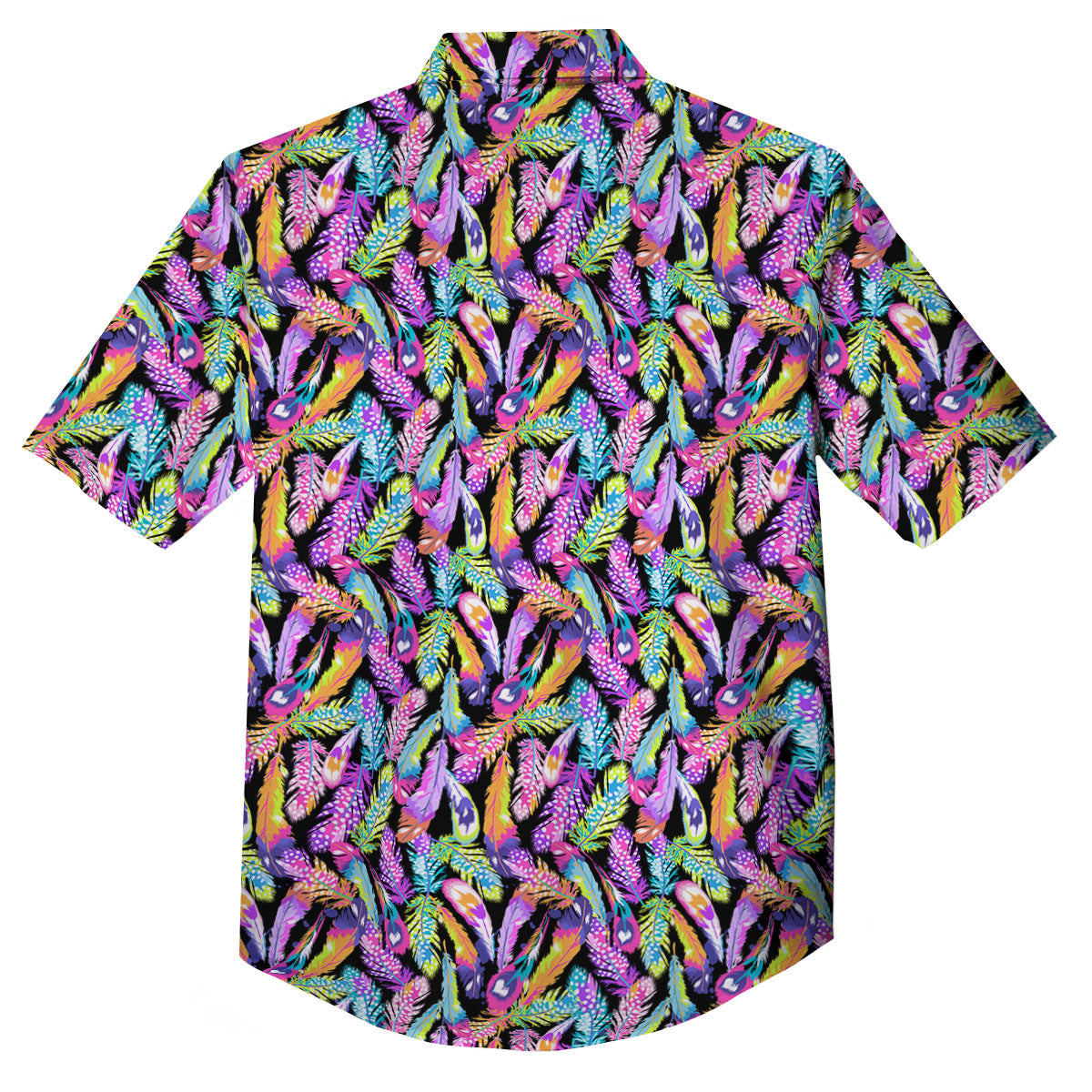 Feather Colorful Print Pattern Button Up Shirt-grizzshop