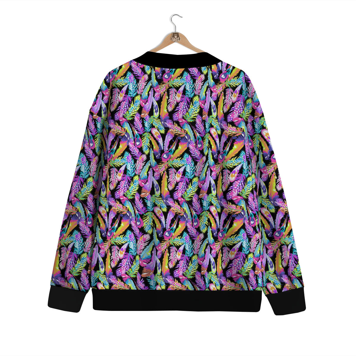 Feather Colorful Print Pattern Cardigan-grizzshop