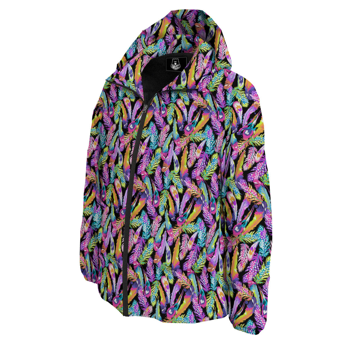 Feather Colorful Print Pattern Down Jacket-grizzshop