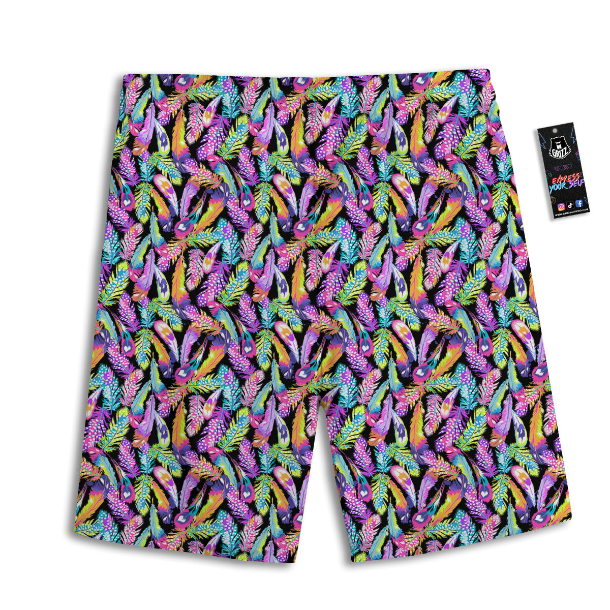 Feather Colorful Print Pattern Men's Athletic Shorts