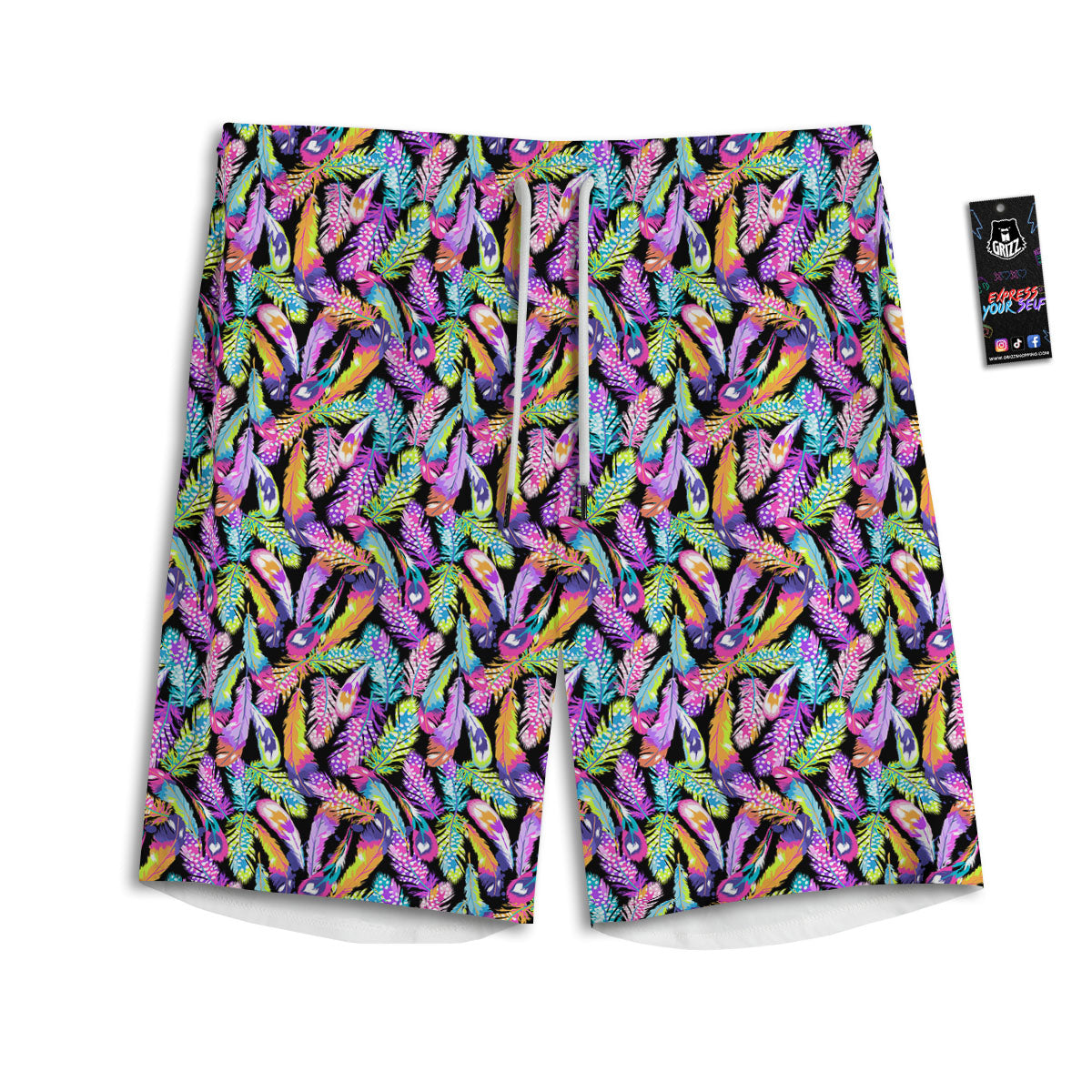 Feather Colorful Print Pattern Men's Athletic Shorts