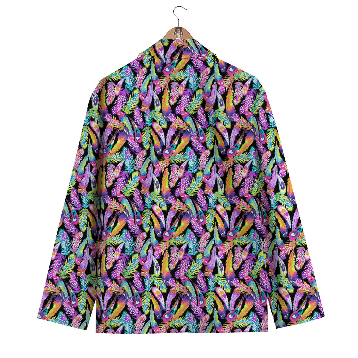 Feather Colorful Print Pattern Men's Blazer-grizzshop