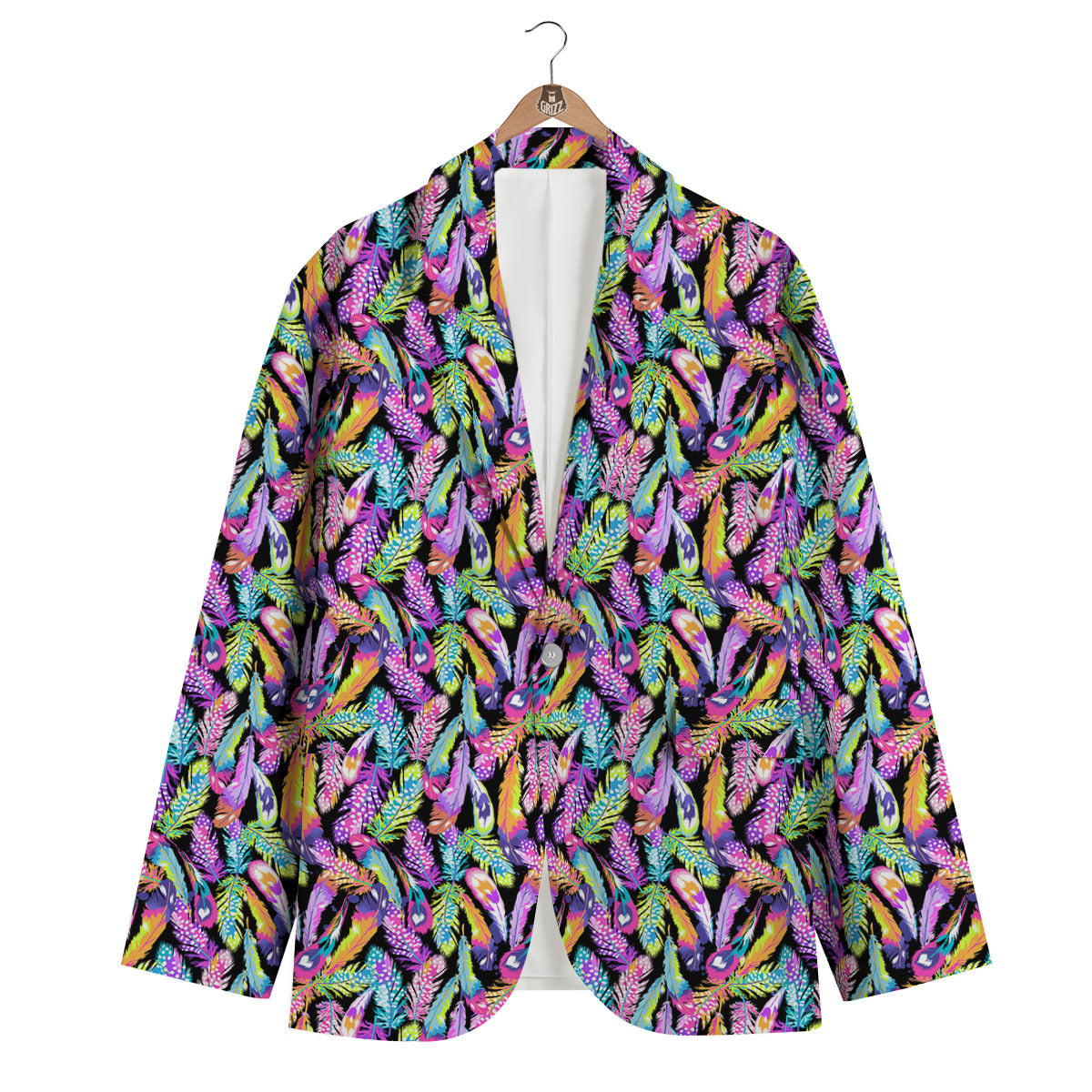Feather Colorful Print Pattern Men's Blazer-grizzshop