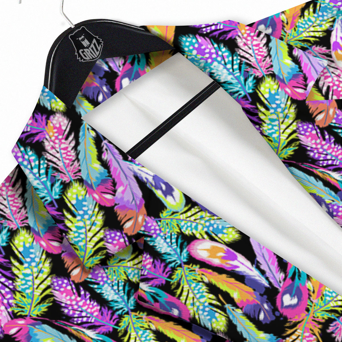 Feather Colorful Print Pattern Men's Sport Coat-grizzshop