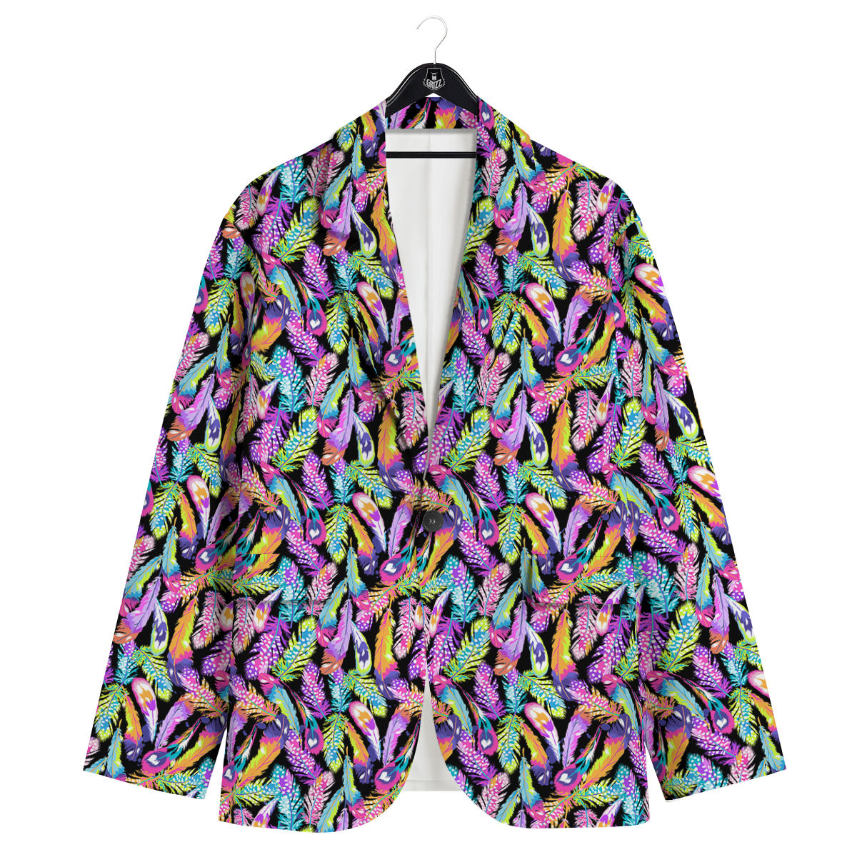 Feather Colorful Print Pattern Men's Sport Coat-grizzshop
