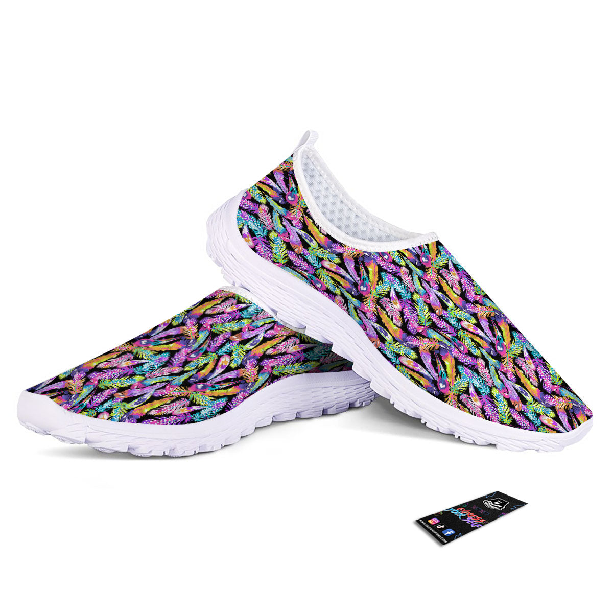 Feather Colorful Print Pattern Nurse Shoes-grizzshop