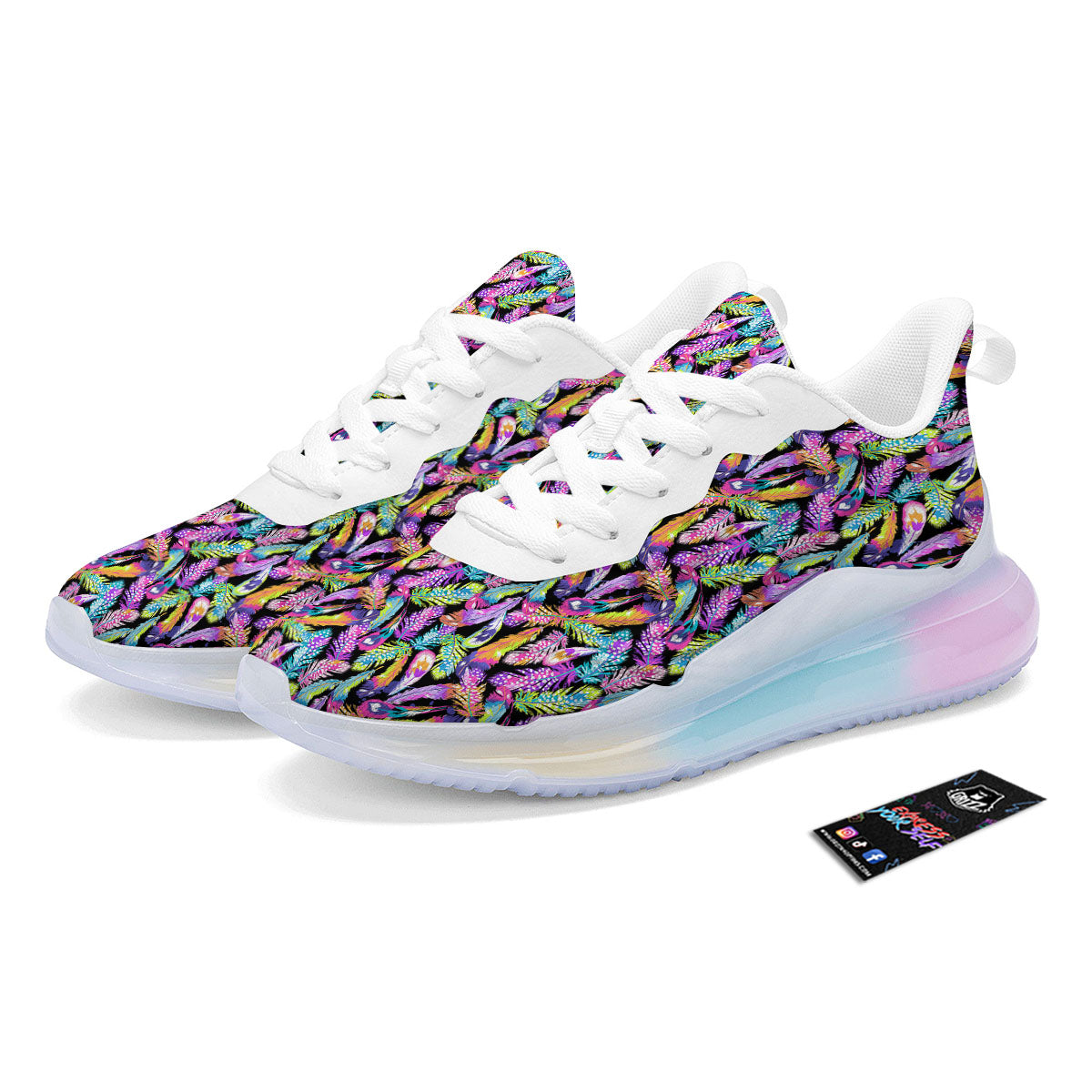 Feather Colorful Print Pattern Running Sneakers-grizzshop