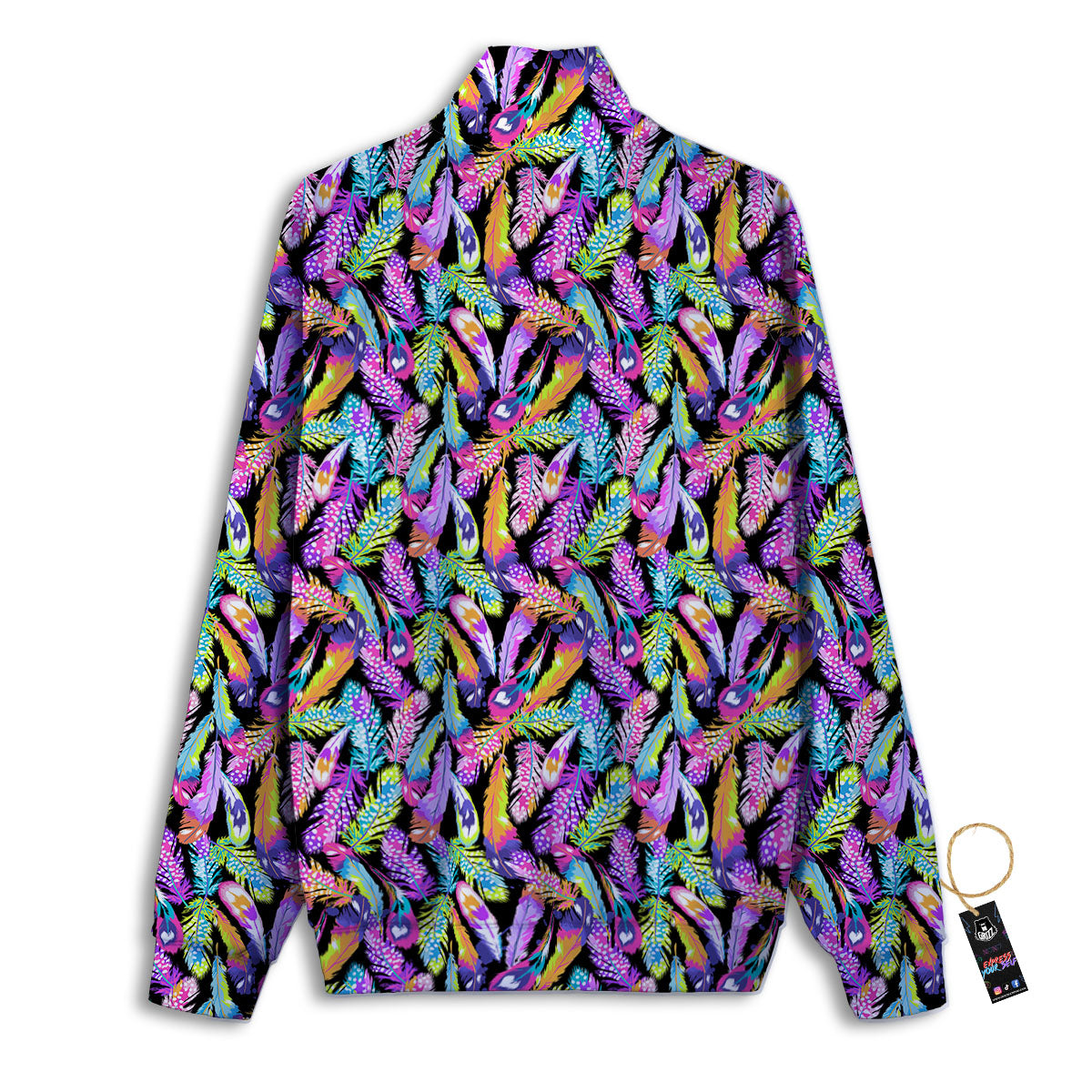 Feather Colorful Print Pattern Track Jacket-grizzshop