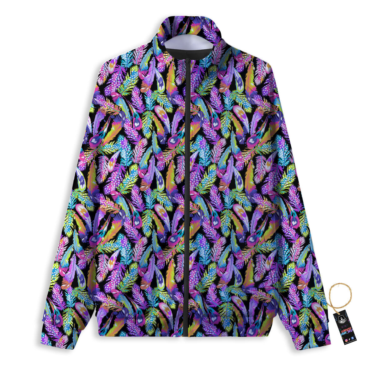 Feather Colorful Print Pattern Track Jacket-grizzshop