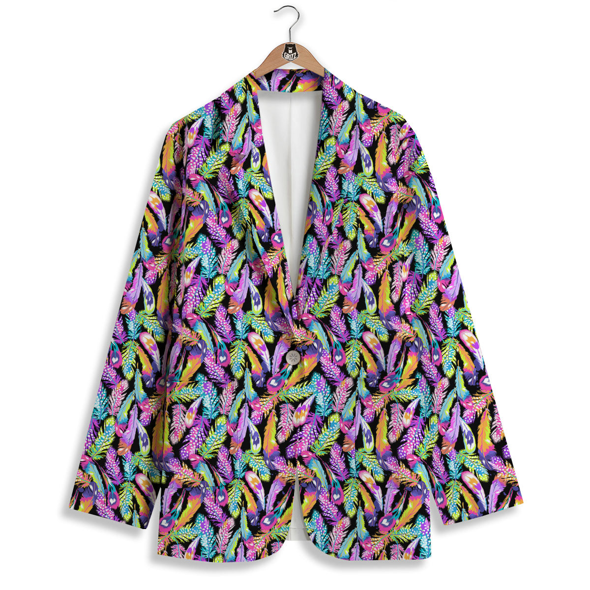Feather Colorful Print Pattern Women's Blazer-grizzshop