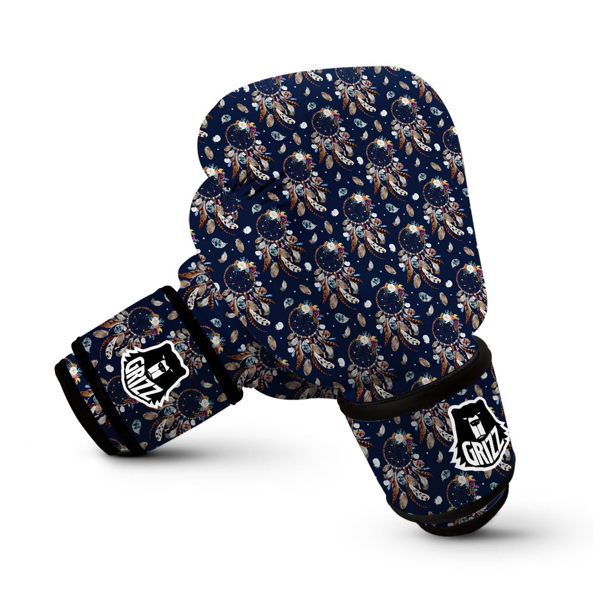Feather Dream Catcher Blue Boho Boxing Gloves-grizzshop