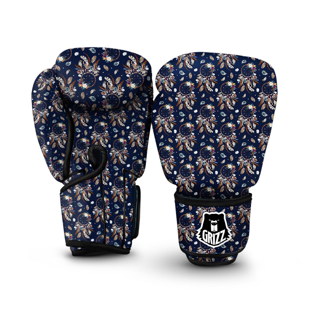 Feather Dream Catcher Blue Boho Boxing Gloves-grizzshop