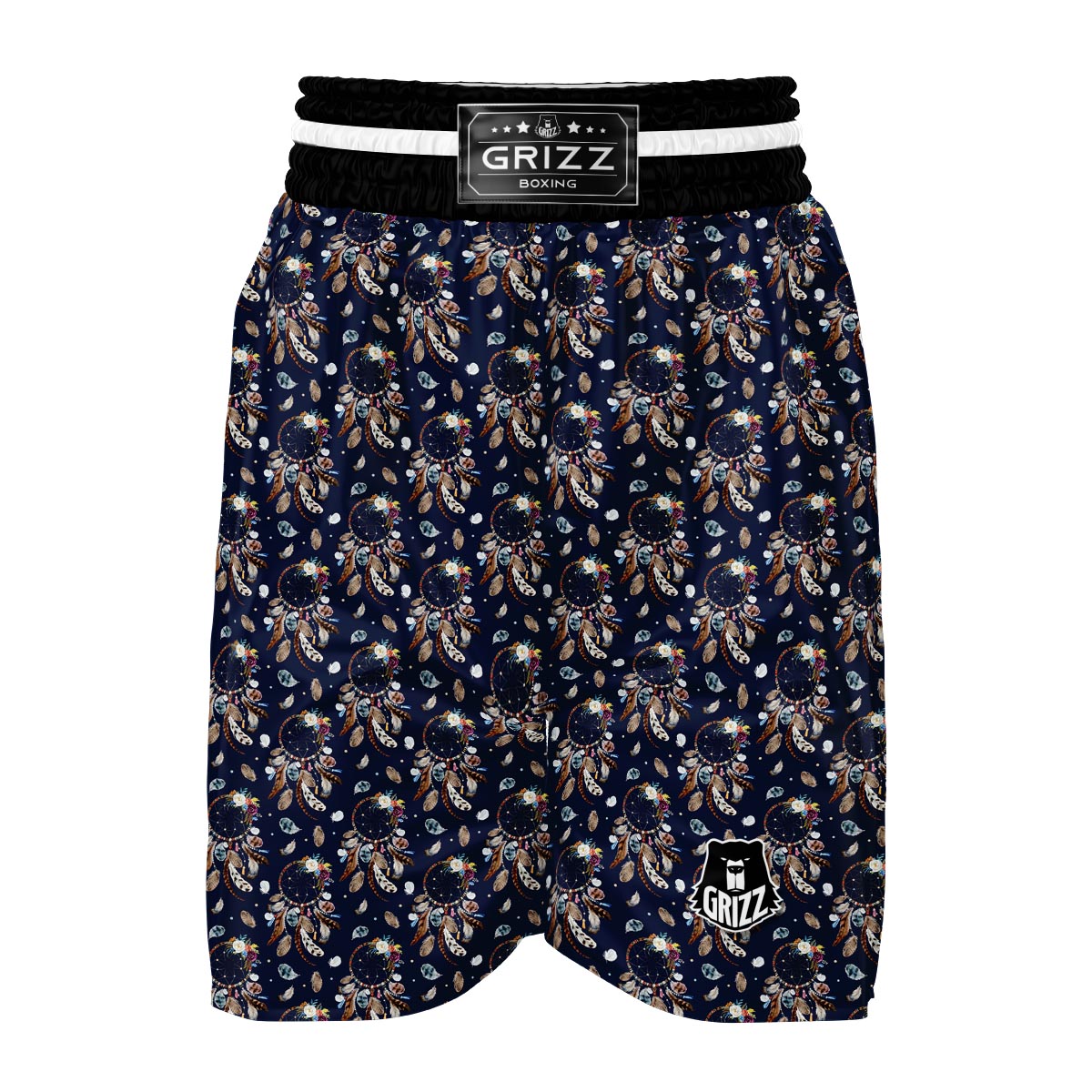 Feather Dream Catcher Blue Boho Boxing Shorts-grizzshop