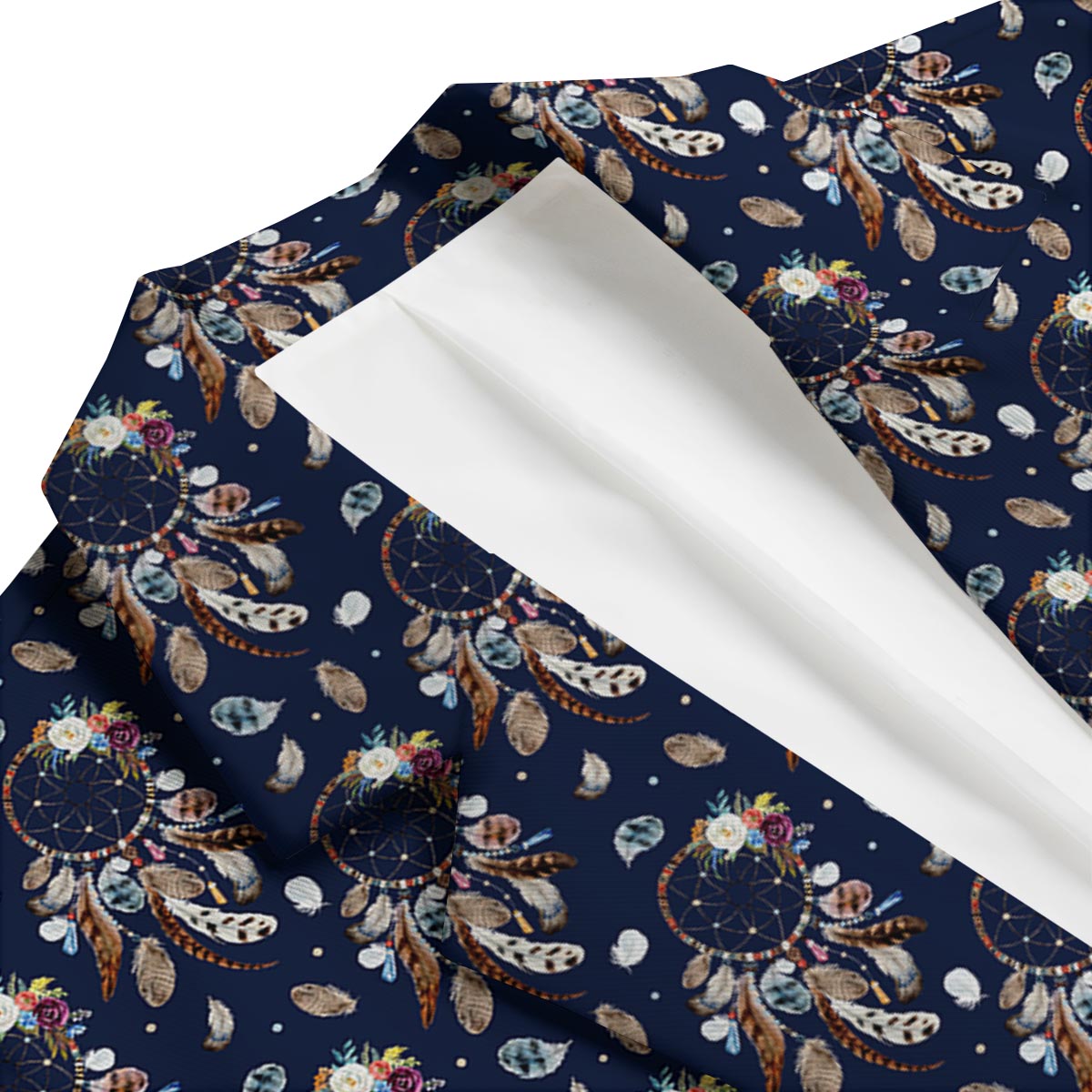 Feather Dream Catcher Blue Boho Men's Blazer-grizzshop