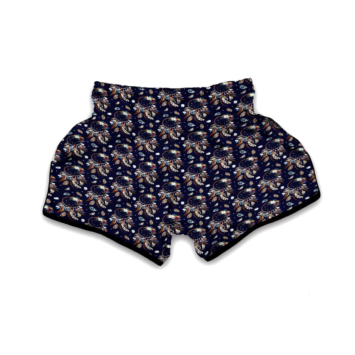 Feather Dream Catcher Blue Boho Muay Thai Boxing Shorts-grizzshop