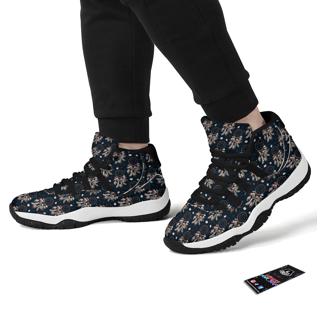 Feather Dream Catcher Boho Black Bball Shoes-grizzshop
