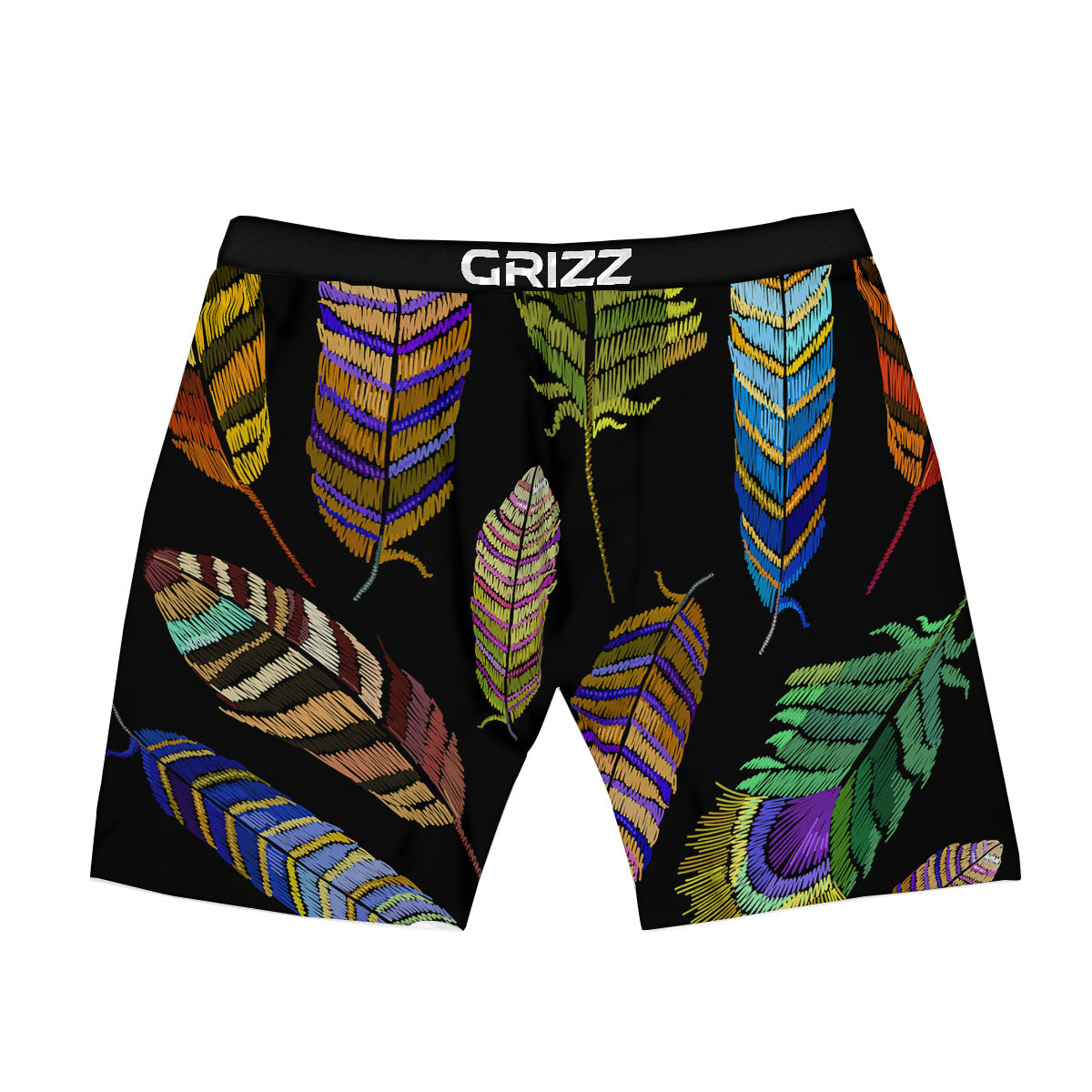 Feather Embroidery Peacock Print Boxer Briefs-grizzshop