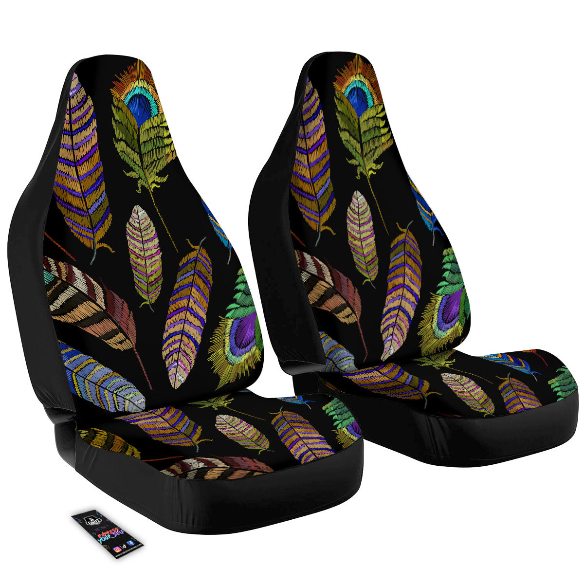 Feather Embroidery Peacock Print Car Seat Covers-grizzshop
