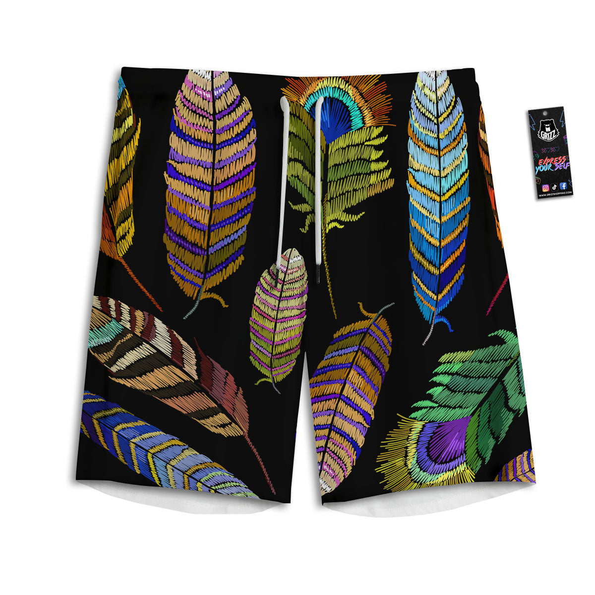Floral Hibiscus Flower Print Pattern Men's Athletic Shorts