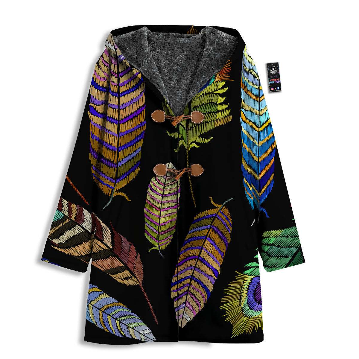 Feather Embroidery Peacock Print Men's Windbreaker Jacket-grizzshop