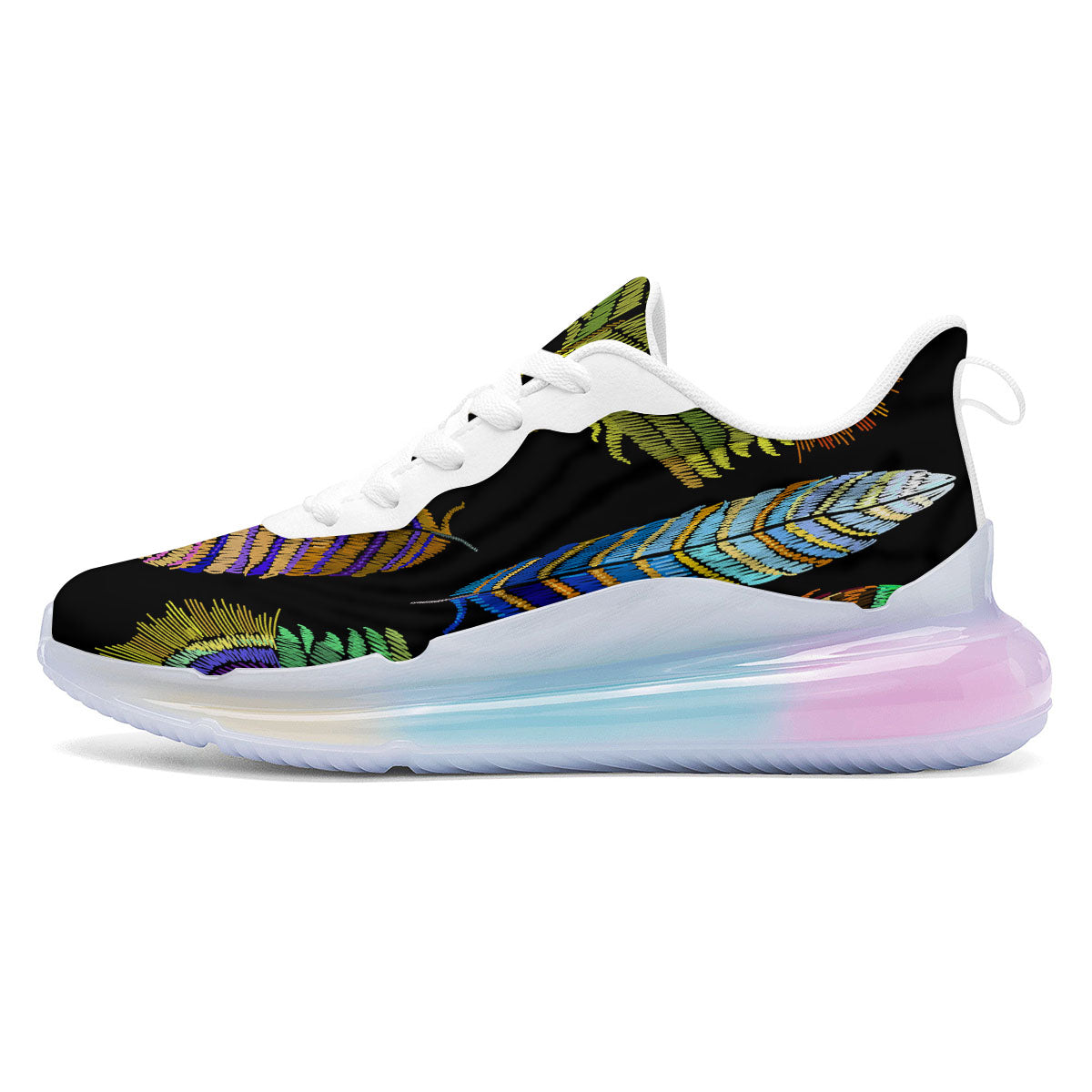 Feather Embroidery Peacock Print Running Sneakers-grizzshop