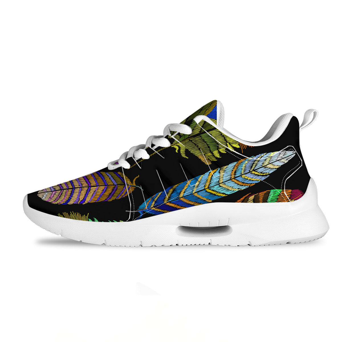 Feather Embroidery Peacock Print Tennis Shoes-grizzshop