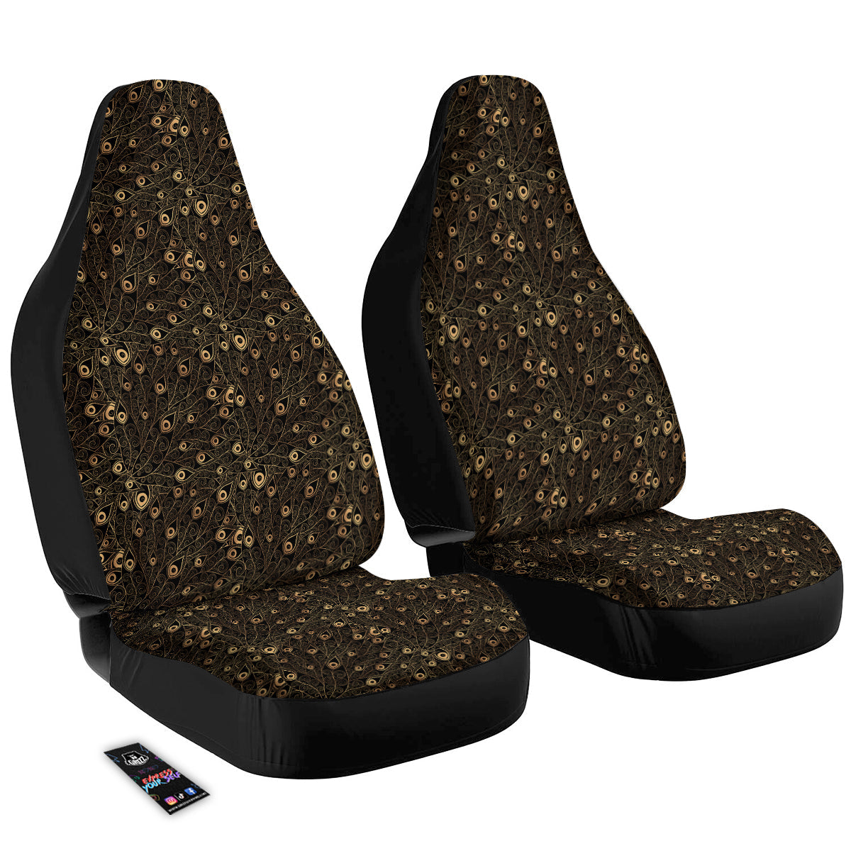 Feather Gold And Black Print Pattern Car Seat Covers-grizzshop