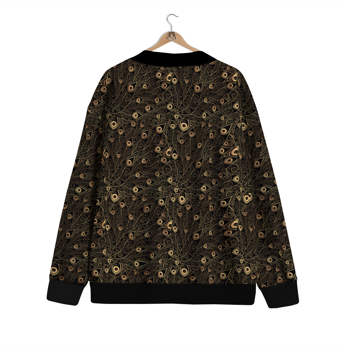 Feather Gold And Black Print Pattern Cardigan-grizzshop
