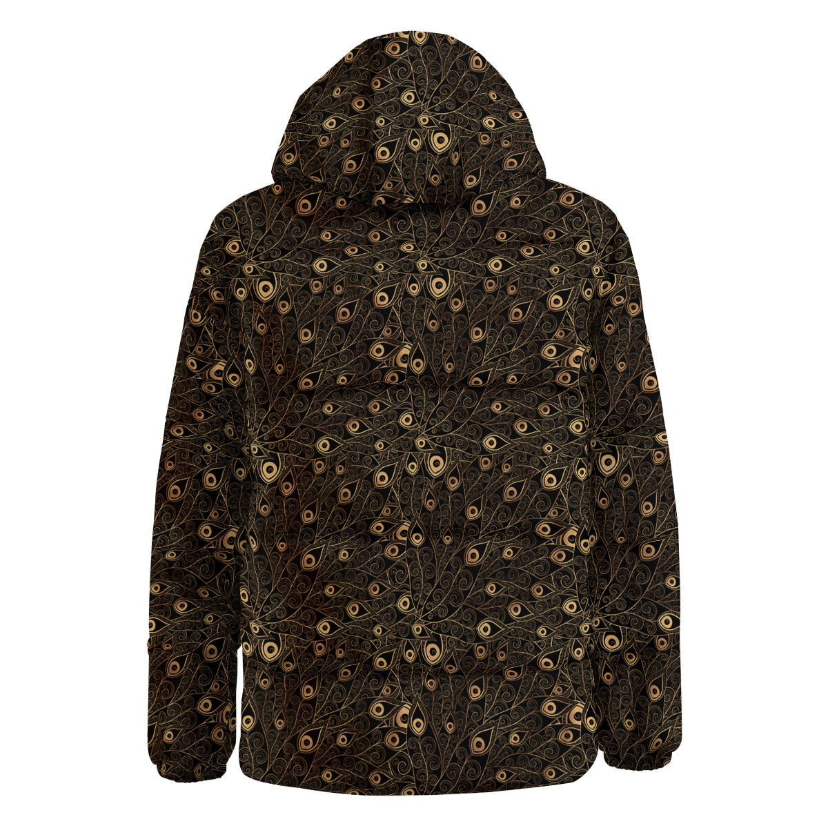 Feather Gold And Black Print Pattern Down Jacket-grizzshop