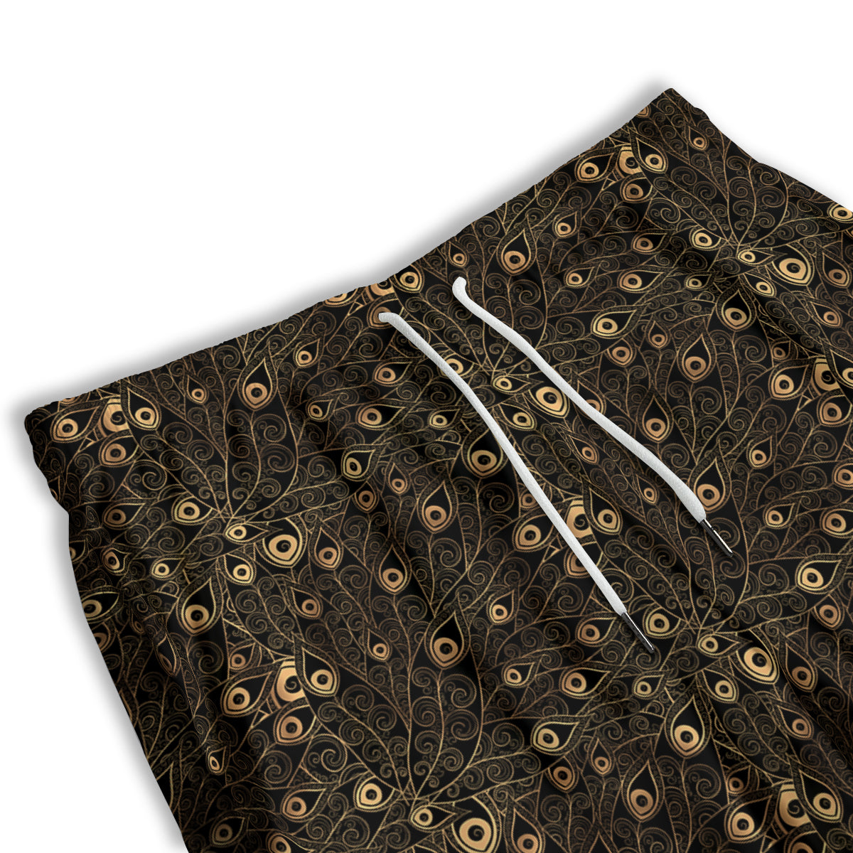 Feather Gold And Black Print Pattern Men's Athletic Shorts
