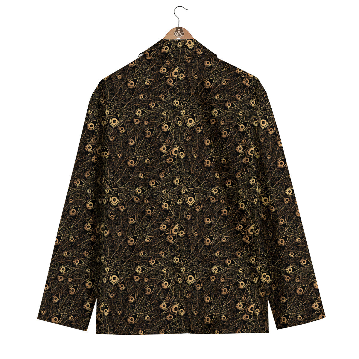 Feather Gold And Black Print Pattern Men's Blazer-grizzshop