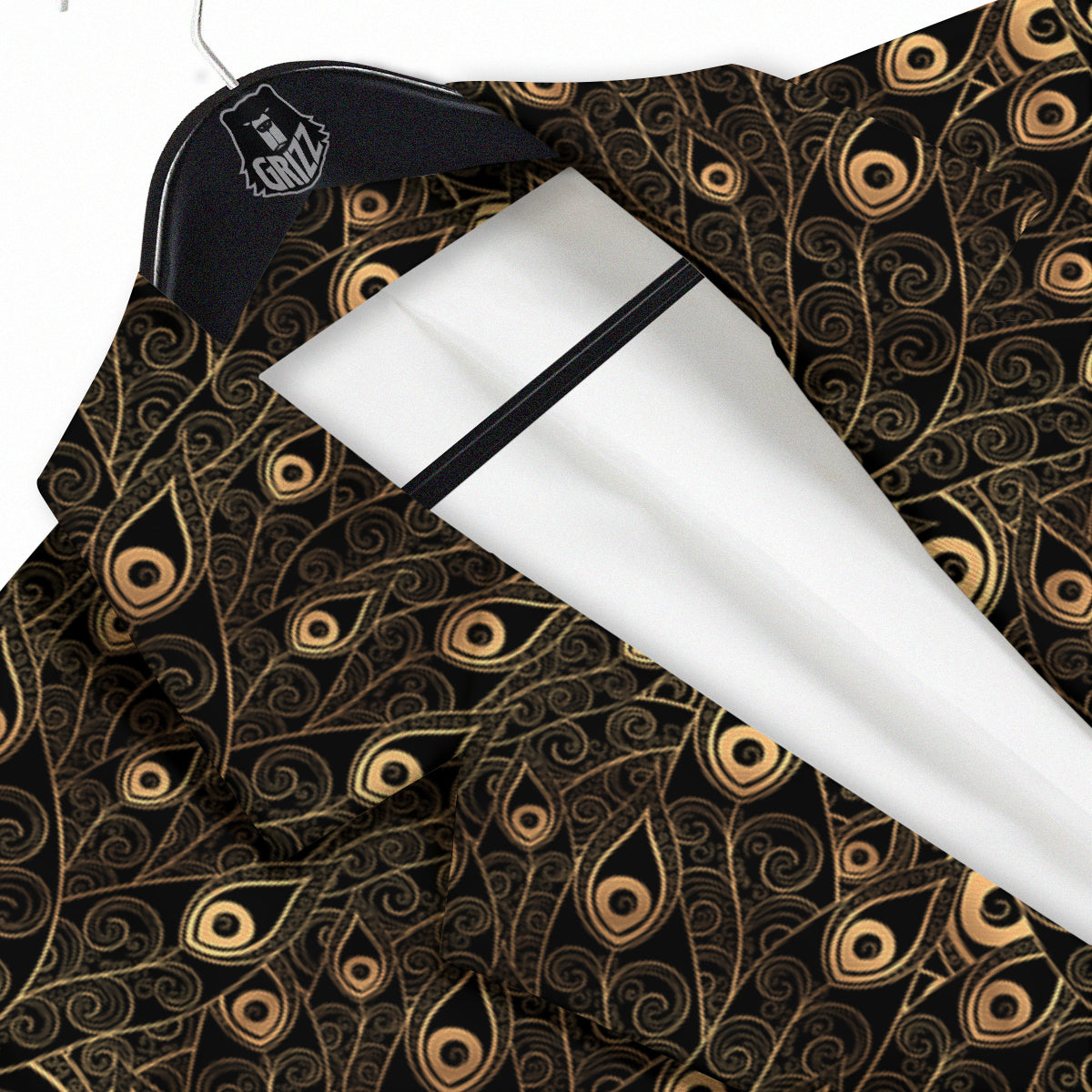 Feather Gold And Black Print Pattern Men's Sport Coat-grizzshop
