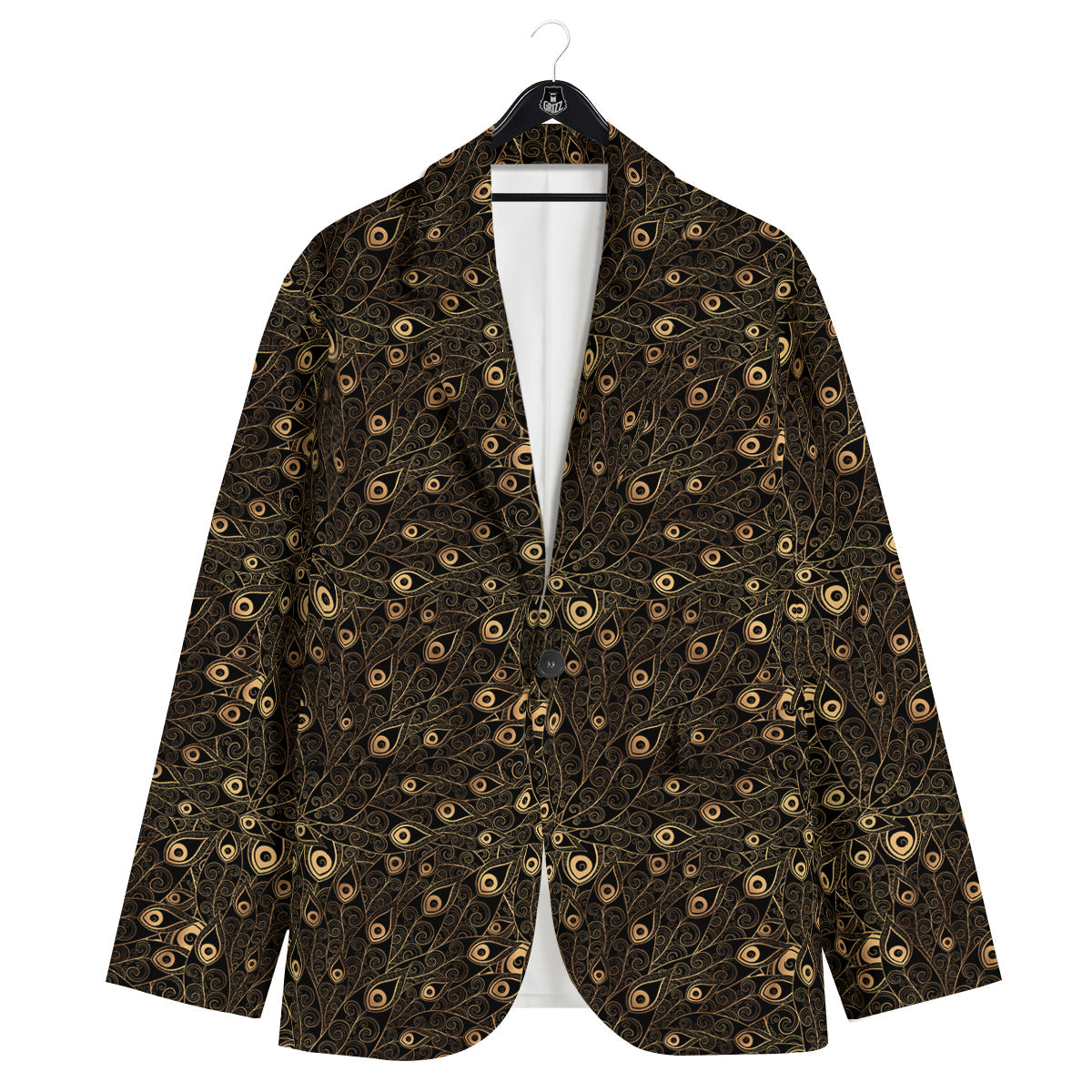 Feather Gold And Black Print Pattern Men's Sport Coat-grizzshop