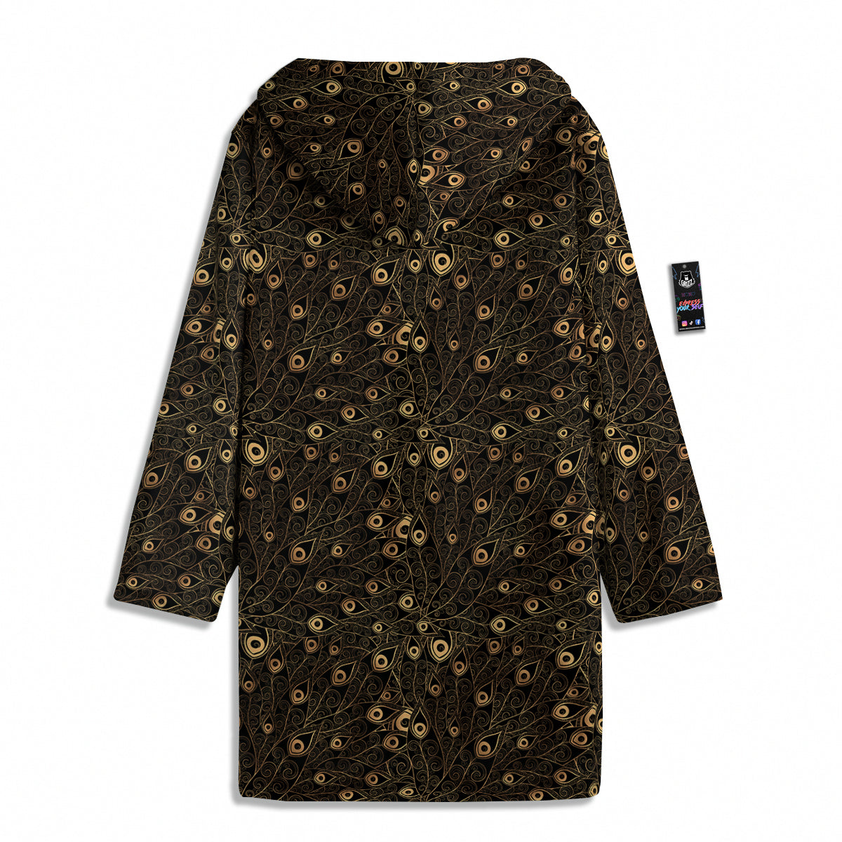 Feather Gold And Black Print Pattern Men's Windbreaker Jacket-grizzshop