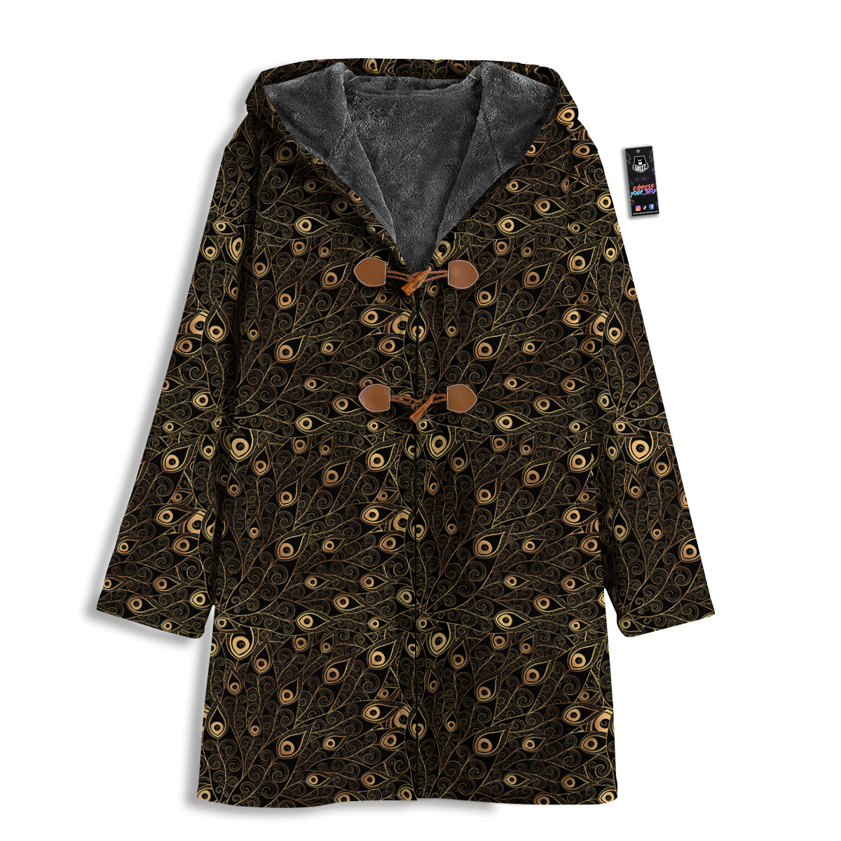 Feather Gold And Black Print Pattern Men's Windbreaker Jacket-grizzshop