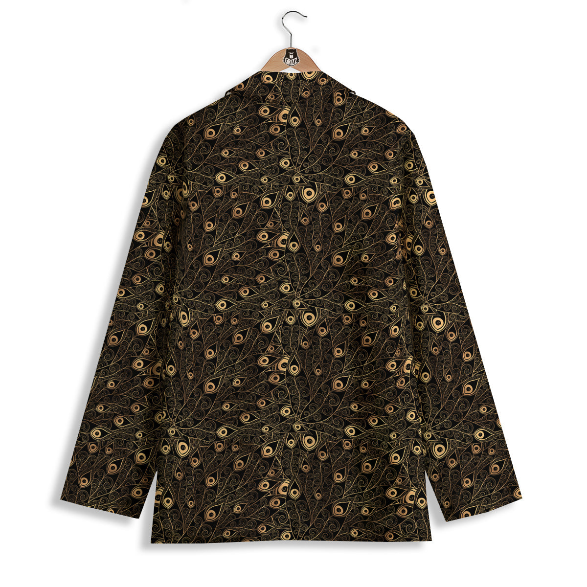 Feather Gold And Black Print Pattern Women's Blazer-grizzshop