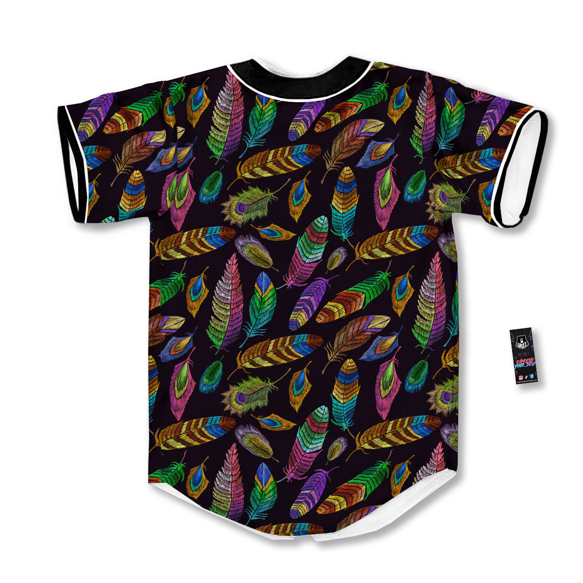 Feather Native Print Pattern Baseball Jersey-grizzshop