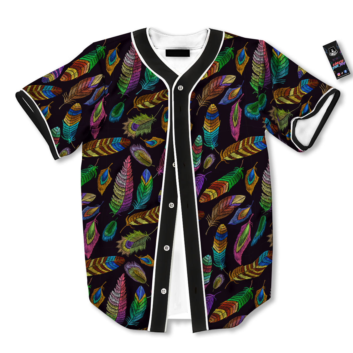 Feather Native Print Pattern Baseball Jersey-grizzshop