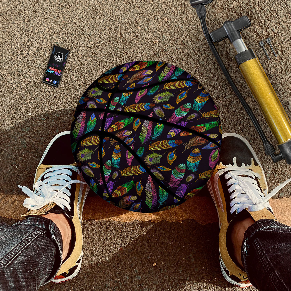 Feather Native Print Pattern Basketball-grizzshop
