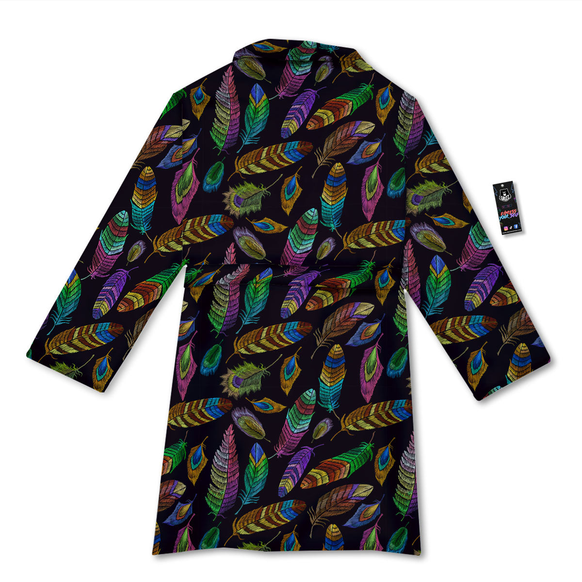 Feather Native Print Pattern Bathrobe-grizzshop