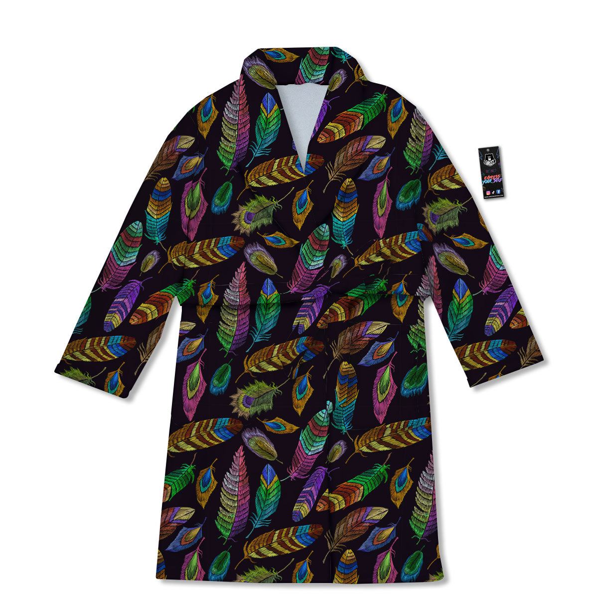 Feather Native Print Pattern Bathrobe-grizzshop